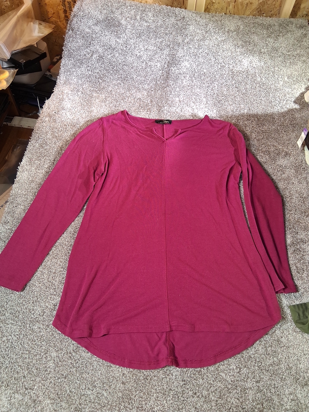 Suzanne Betro Long-Sleeve V-Neck Tunic in Raspberry Pink